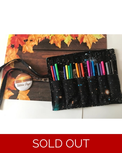 Back to school pencil case for kids, galaxy fabric pencil roll, cotton fabric stationary pouch, hand Back to school pencil case for kids, galaxy fabric pencil roll, cotton fabric stationary pouch, hand